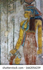 Ancient Egypt Color Image Of Egyptian Queen Cleopatra On Wall Of Temple