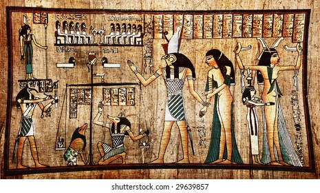 Ancient Egyptian Papyrus With Pharaoh