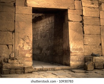 Ancient Egyptian Tomb Doorway In Temple In Luxor, Egypt.