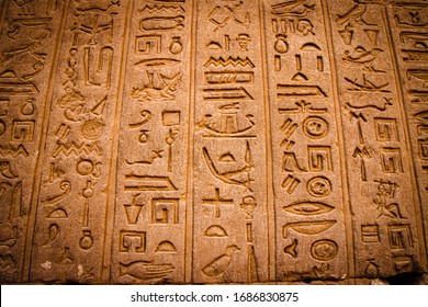 Ancient Egyptian writing, Egyptian hieroglyphs, wall inscriptions - Shutterstock ID 1686830875