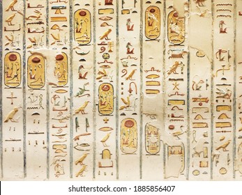 Ancient Egyptian writing, Egyptian hieroglyphs, wall inscriptions - Shutterstock ID 1885856407