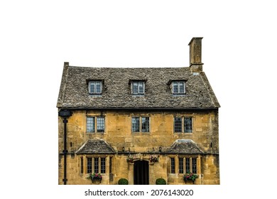 Ancient English Cottage Isolated On White Background