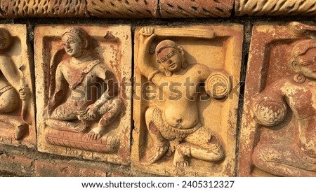 Ancient figurines in terracotta in the ruins of Sompur bihar, buddha bihar in Paharpur, Naogaon, Bangladesh.