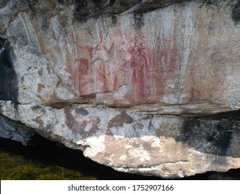 Ancient First Nations Pictograph In Quetico Provincial Park, Northern Ontario. 