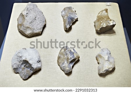 Ancient flint tools in museum