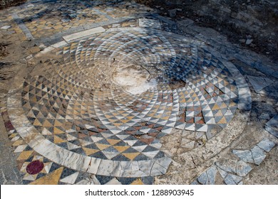 Ancient Floor Mosaics At Basilica Campanopetra, Salamis, North Cyprus