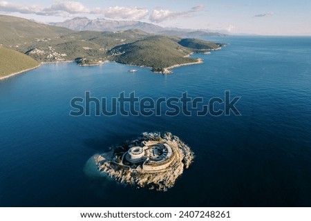 Ancient fort on the island of Mamula in the Bay of Kotor. Montenegro. Top view