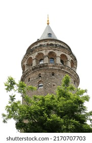 Ancient Galata Tower Isolated On White