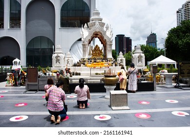Ancient ganesha statue or ganesh figure lord of success for thai people and foreign travelers travel visit respect praying on patio of central world at Pathumwan on May 15, 2022 in Bangkok, Thailand