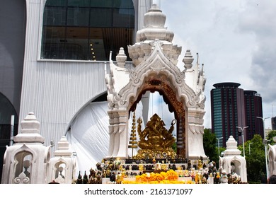 Ancient ganesha statue or ganesh figure lord of success for thai people and foreign travelers travel visit and respect praying blessing holy on patio of central world at Pathumwan in Bangkok, Thailand
