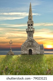 Ancient Gaul Church Coastline In France.