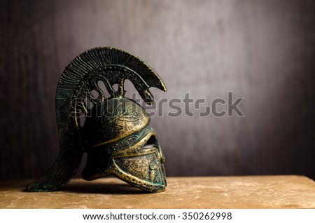 Ancient Greek Helmet Spartan Style Isolated on black
