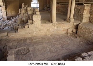 Ancient Greek mosaics at Madaba Archaeological Park, Madaba, Jordan
