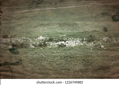 Ancient Greek Polis (Greek Colonization) And Greek-Scythian Settlements On The Black Sea Coast. Old Archaeological Excavations Abandoned, Shell Rock Foundations Visible In The Steppe Area