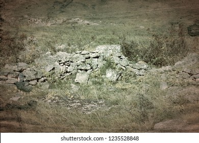 Ancient Greek Polis (Greek Colonization) And Greek-Scythian Settlements On The Black Sea Coast. Old Archaeological Excavations Abandoned, Shell Rock Foundations Visible In The Steppe Area