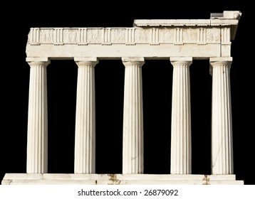 Ancient Greek Temple Isolated On Black