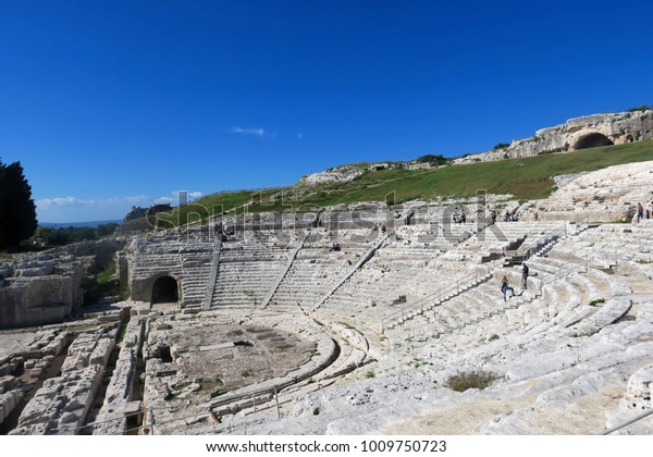 Ancient Greek Theatre Syracuse Sicily Italy Stock Image - 