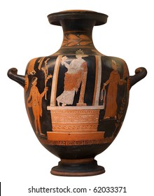 Ancient Greek Vase Isolated On White With Clipping Path