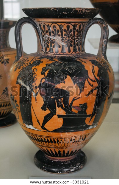 Ancient Greek Vase Mythological Paintings Black Stock Photo Edit