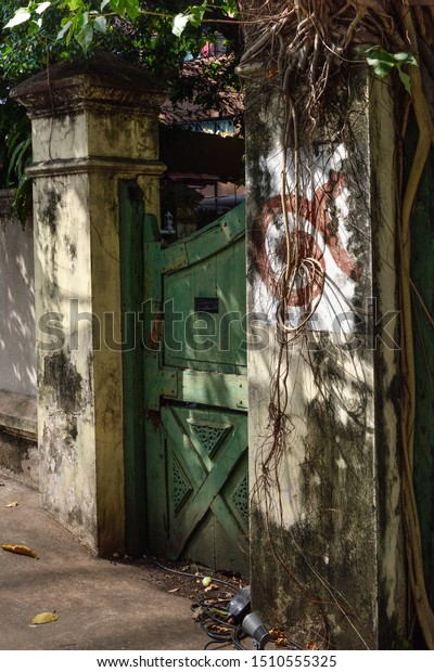 Ancient Green Side Gate Door Stock Photo Edit Now 1510555325