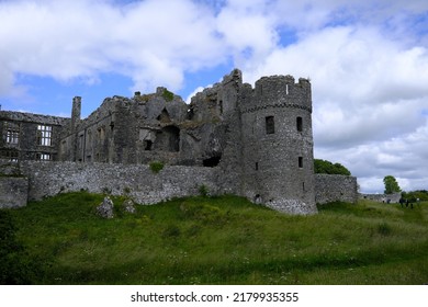 The Ancient Grey Stone Castle Ruin At Carew, Pembrokeshire, Wales, UK.