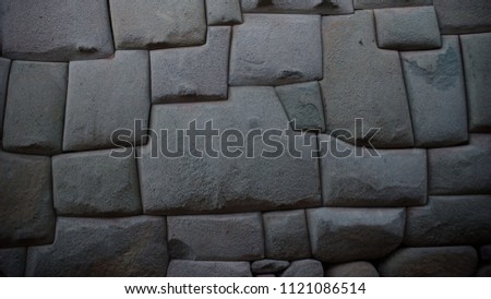Ancient inca stone wall in the city of Cusco, Peru