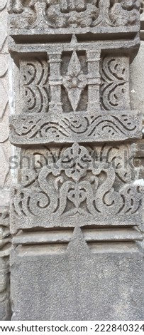 Ancient Indian engraved stone work pillar 