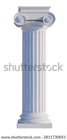 Ancient Ionic Stone Column Architectural Pillar Isolated on White Background