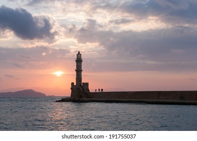Ancient lighthouse during sunset