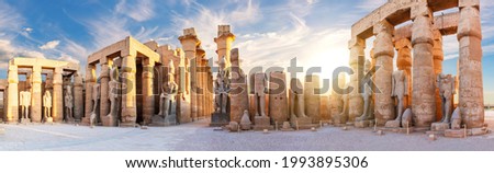 Ancient Luxor Temple view, sunset panorama, Egypt