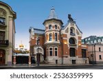 The ancient mansion of Kekusheva in the style of Moscow Art Nouveau in 1903 on Ostozhenka Street in the early morning. Moscow, Russia