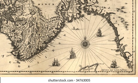 Ancient Map Of A Southern Part Of Norway (1630)