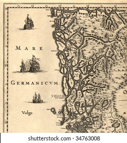 Ancient Map Of A Southern Part Of Norway (1630)