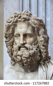 The ancient marble portrait bust of Zeus Otricoli