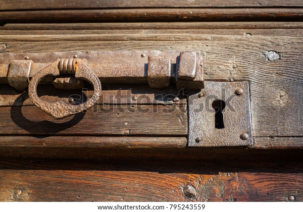 Ancient Metal Door Lock Rust Marks Stock Photo Edit Now