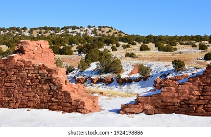 the ancient mission san gregorio de abo ruins in the salinas pueblo missions national monument on a sunny winter day near mountainair, new mexico