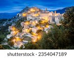 Ancient mountain village of Speloncato in evening lights in the Balagne region of Corsica island, France