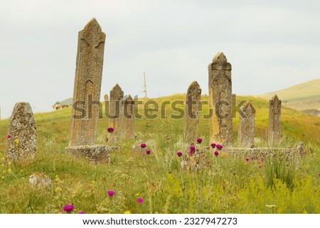 Ancient Muslim cemetery, stone tombstones