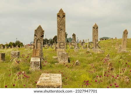 Ancient Muslim cemetery, stone tombstones