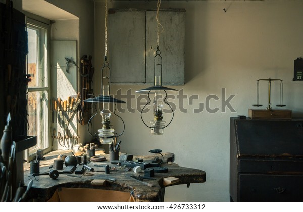 Ancient Oldfashioned Lamp Hand Tools Antique Stock Photo Edit Now