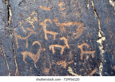 Ancient Petroglyphs Ibex Uzbekistans Kyzylkum Desert Stock Photo ...