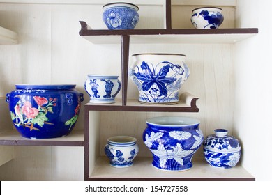 Ancient Porcelain Bowl Placed On The Shelves