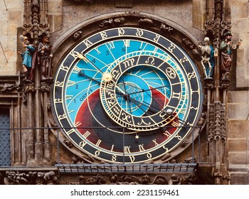 Ancient Prague Astronomical Clock at the Old Town Hall in Prague, the capital of the Czech. It was built in 1410.