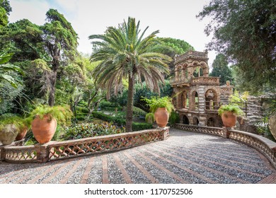 Ancient public Garden of Villa Comunale in Taormina, Sicily, Italy