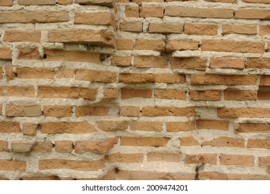 Ancient Red Brick Wall On Lime Mortar