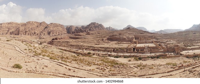 Ancient Rock Ruins Of The Nabataean Kingdom Of Petra In Jordan.