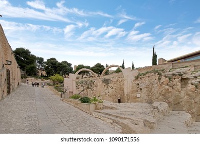 Ancient Rock Structure Created At The Time Of Spanish Conquistadors. Part Of A Massive Fortress On Top Of A Hill In A Small Town In Spain. Public Event Place For Reenactment And Live Action Role Play