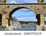 ancient Roman aqueduct bridge The Pont du Gard in southern France