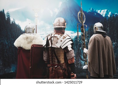 Ancient Roman Army Soldiers Before Battle