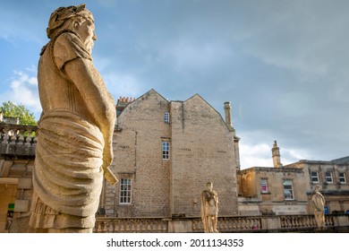 An Ancient Roman Baths Statue, Somerset, England.